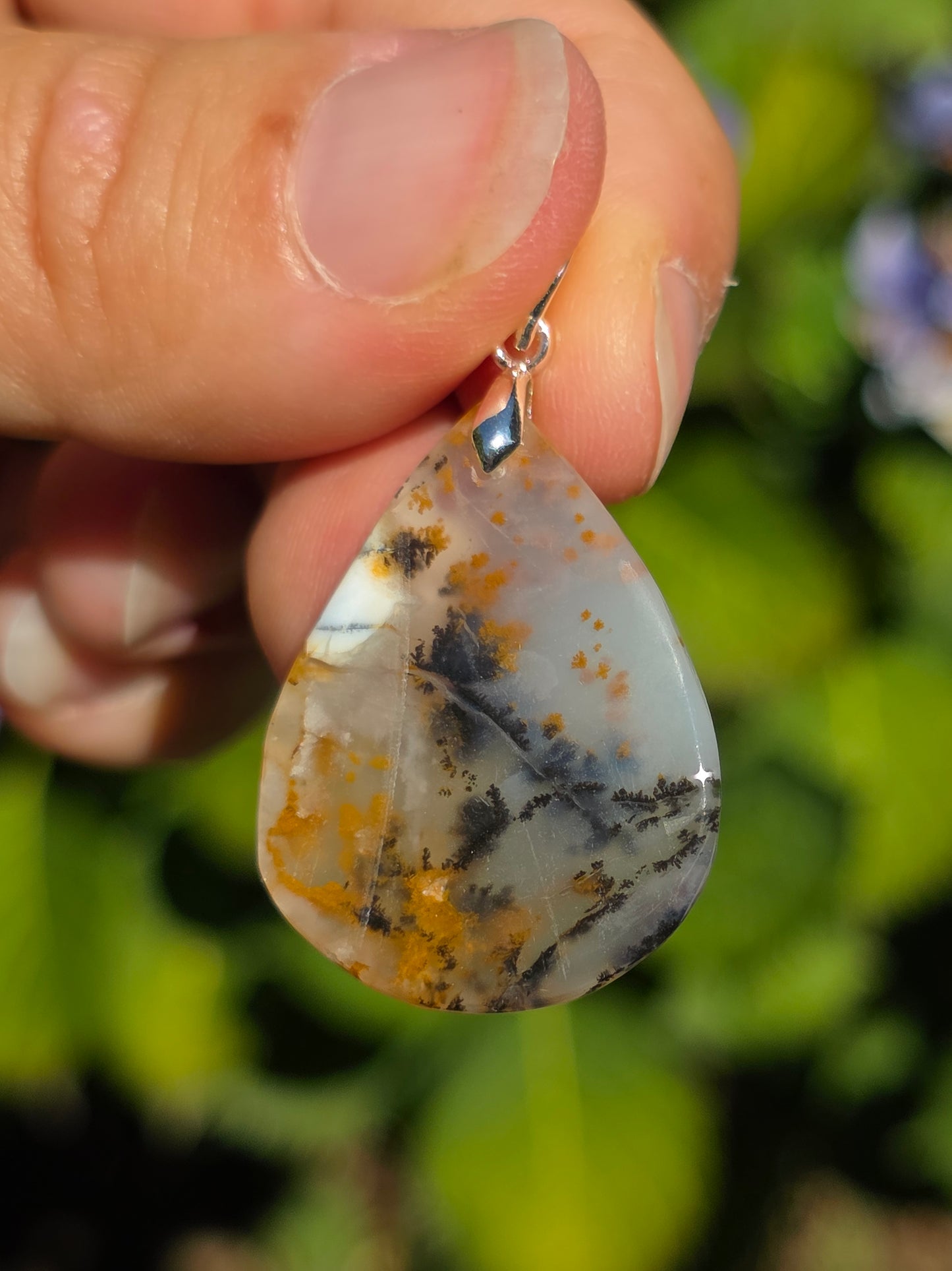 Pendentif Agate dendritique d'Inde n°14