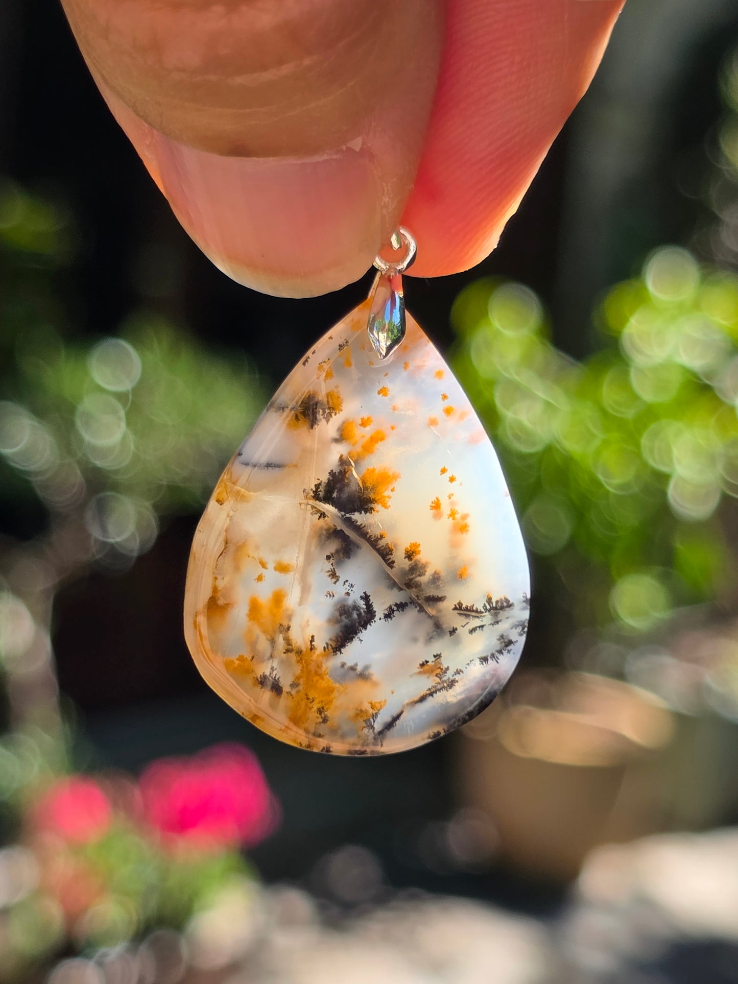 Pendentif Agate dendritique d'Inde n°14