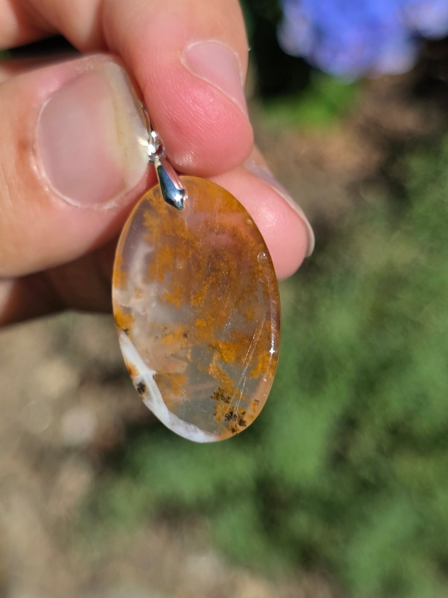 Pendentif Agate dendritique d'Inde n°17