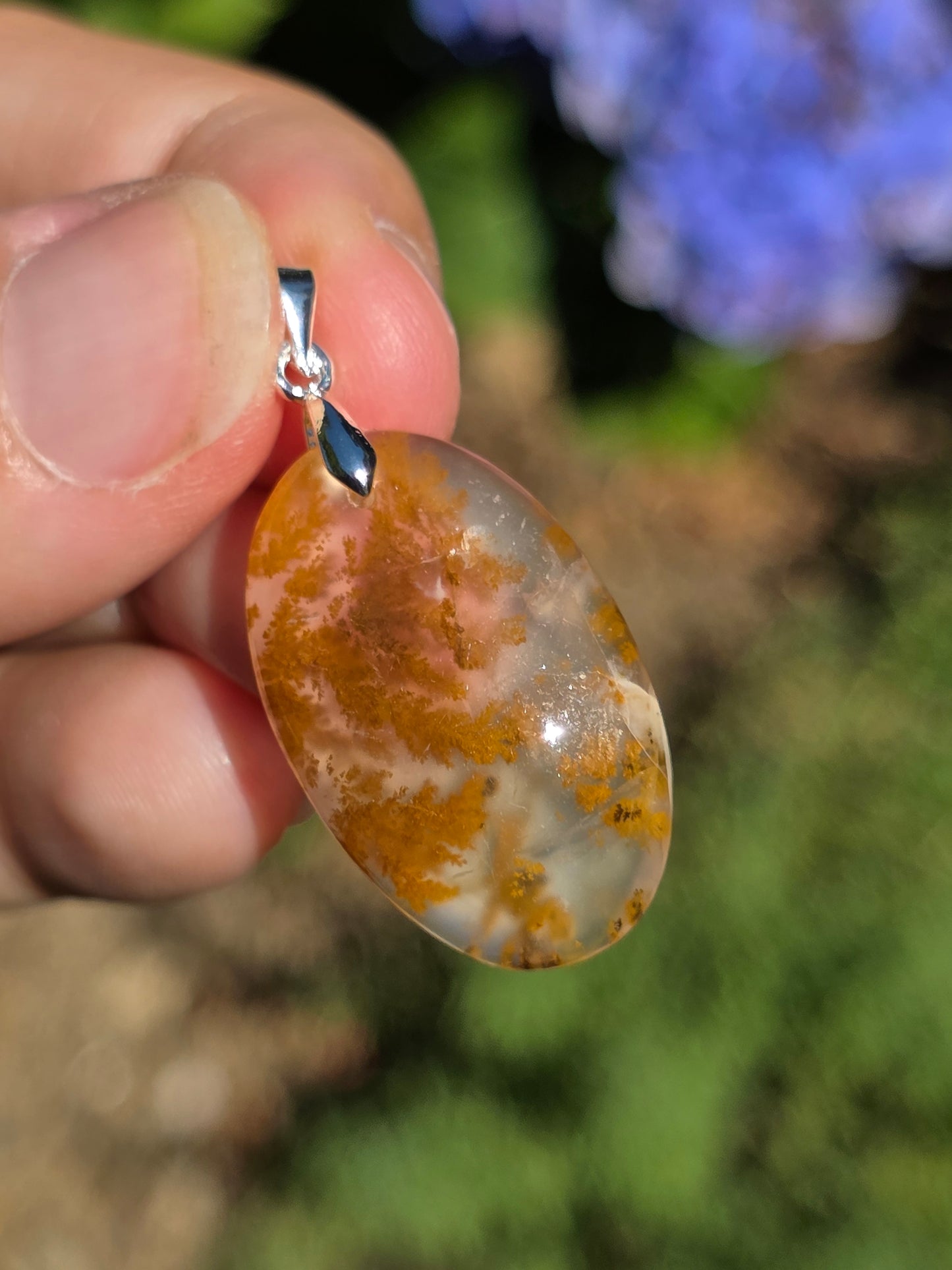 Pendentif Agate dendritique d'Inde n°17