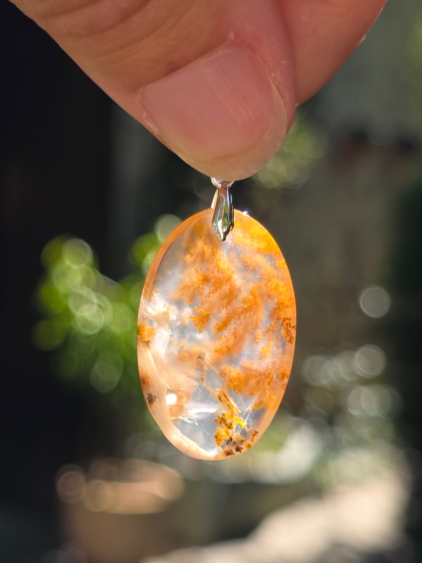 Pendentif Agate dendritique d'Inde n°17