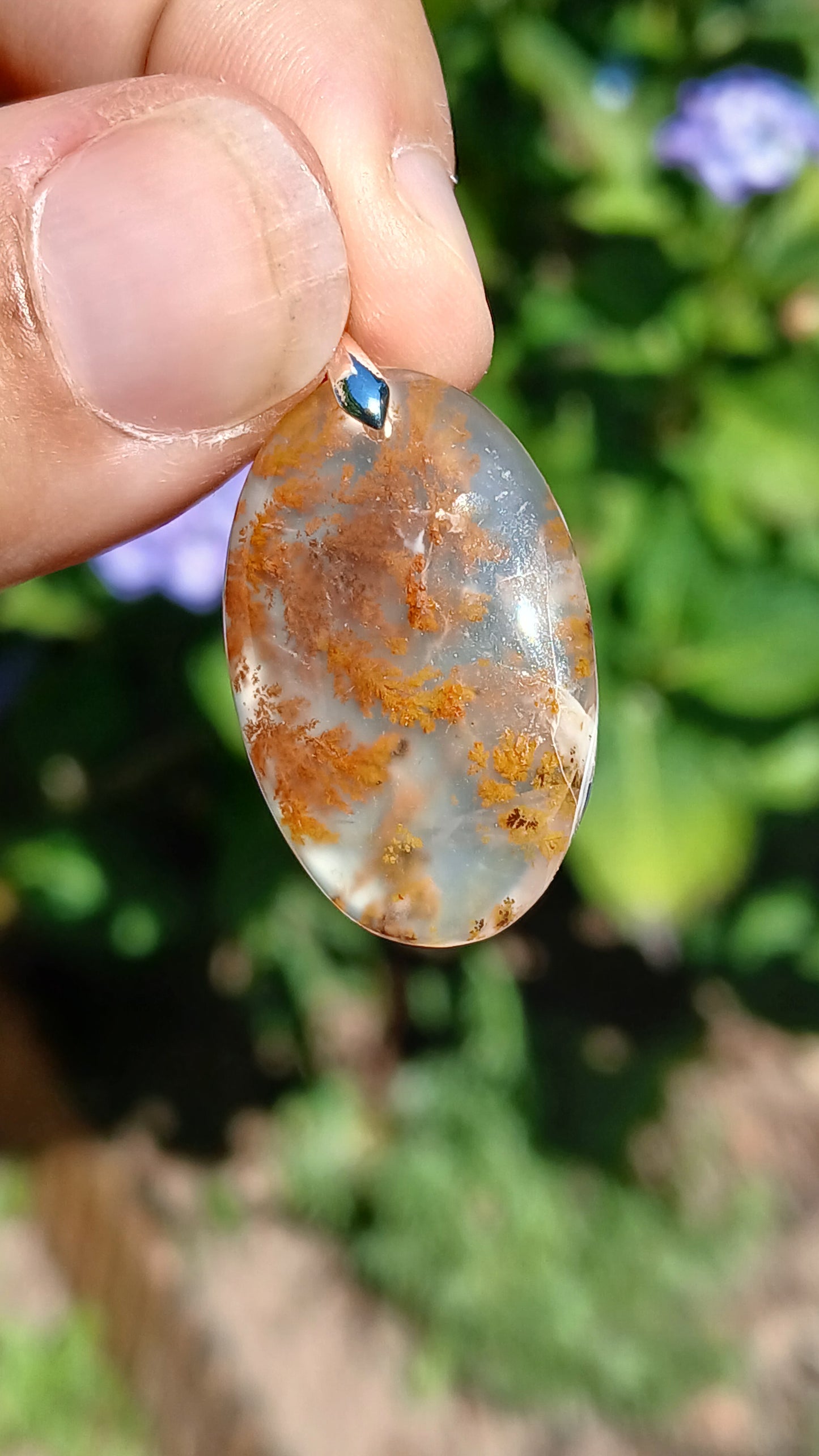 Pendentif Agate dendritique d'Inde n°17