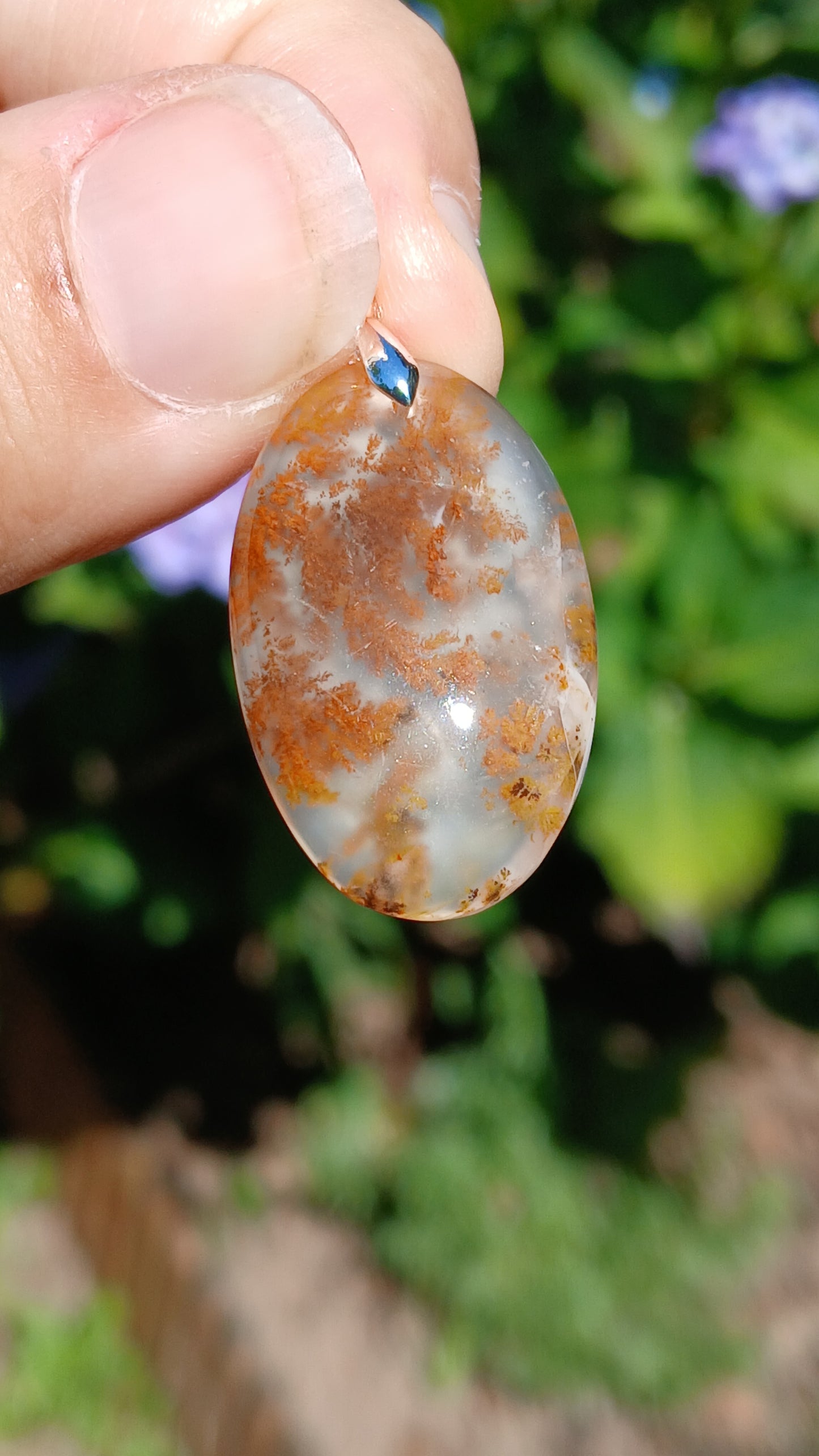 Pendentif Agate dendritique d'Inde n°17