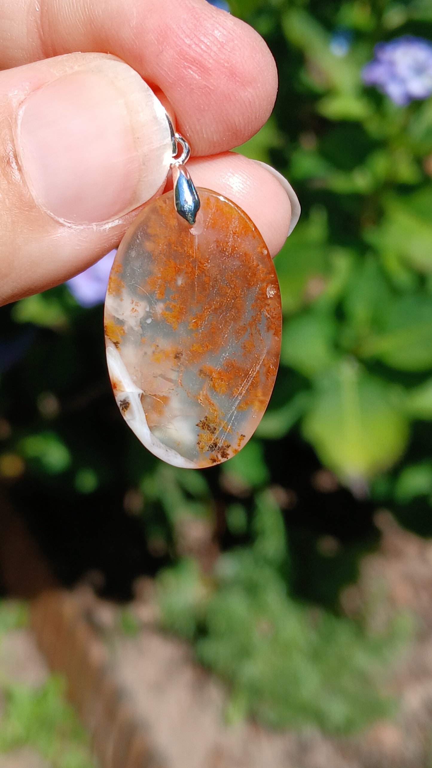 Pendentif Agate dendritique d'Inde n°17