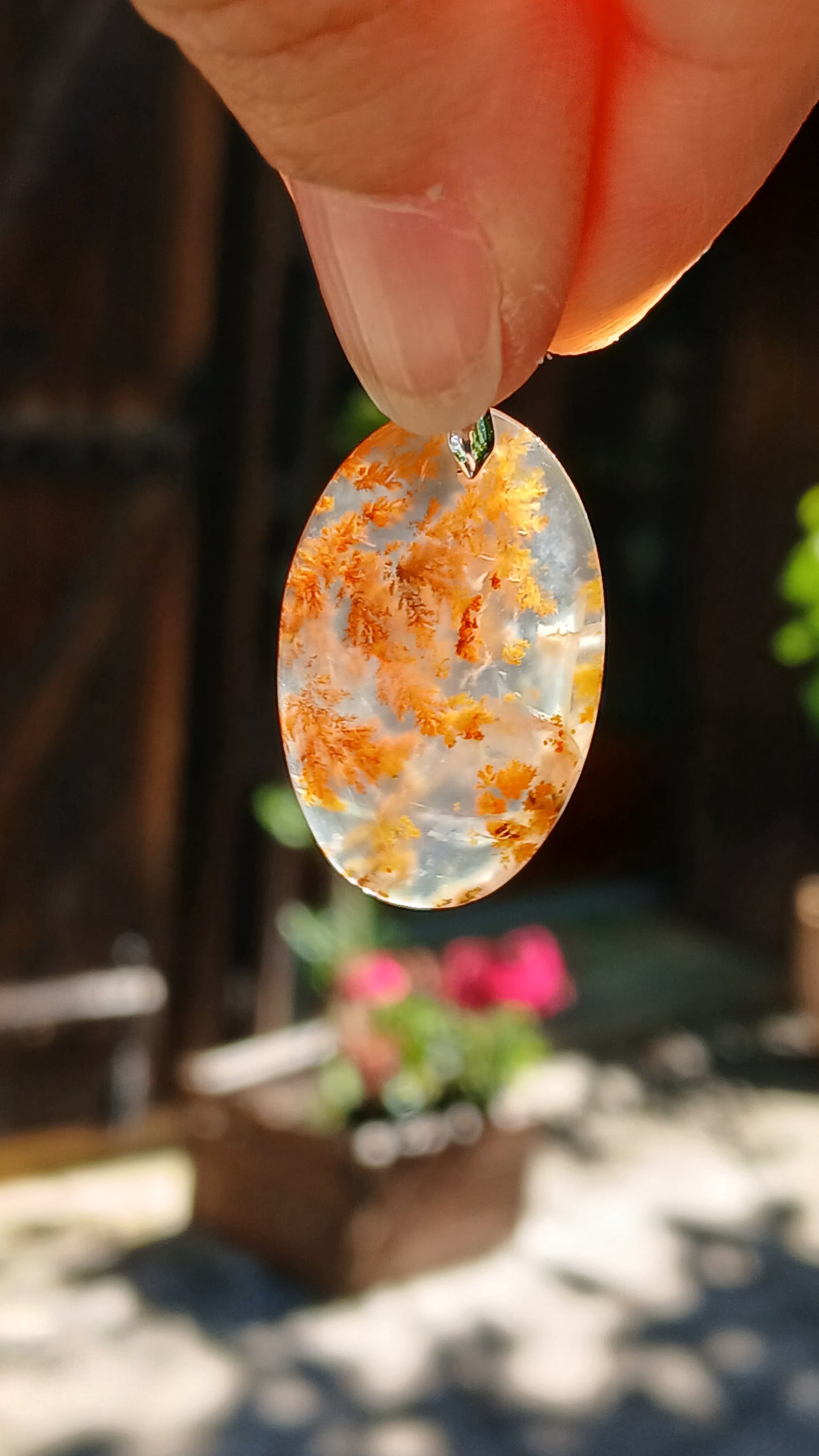 Pendentif Agate dendritique d'Inde n°17