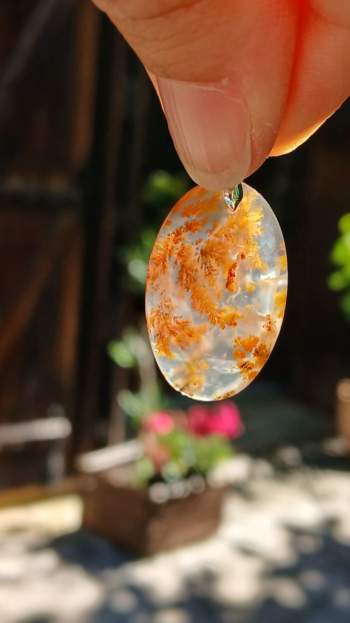 Pendentif Agate dendritique d'Inde n°17
