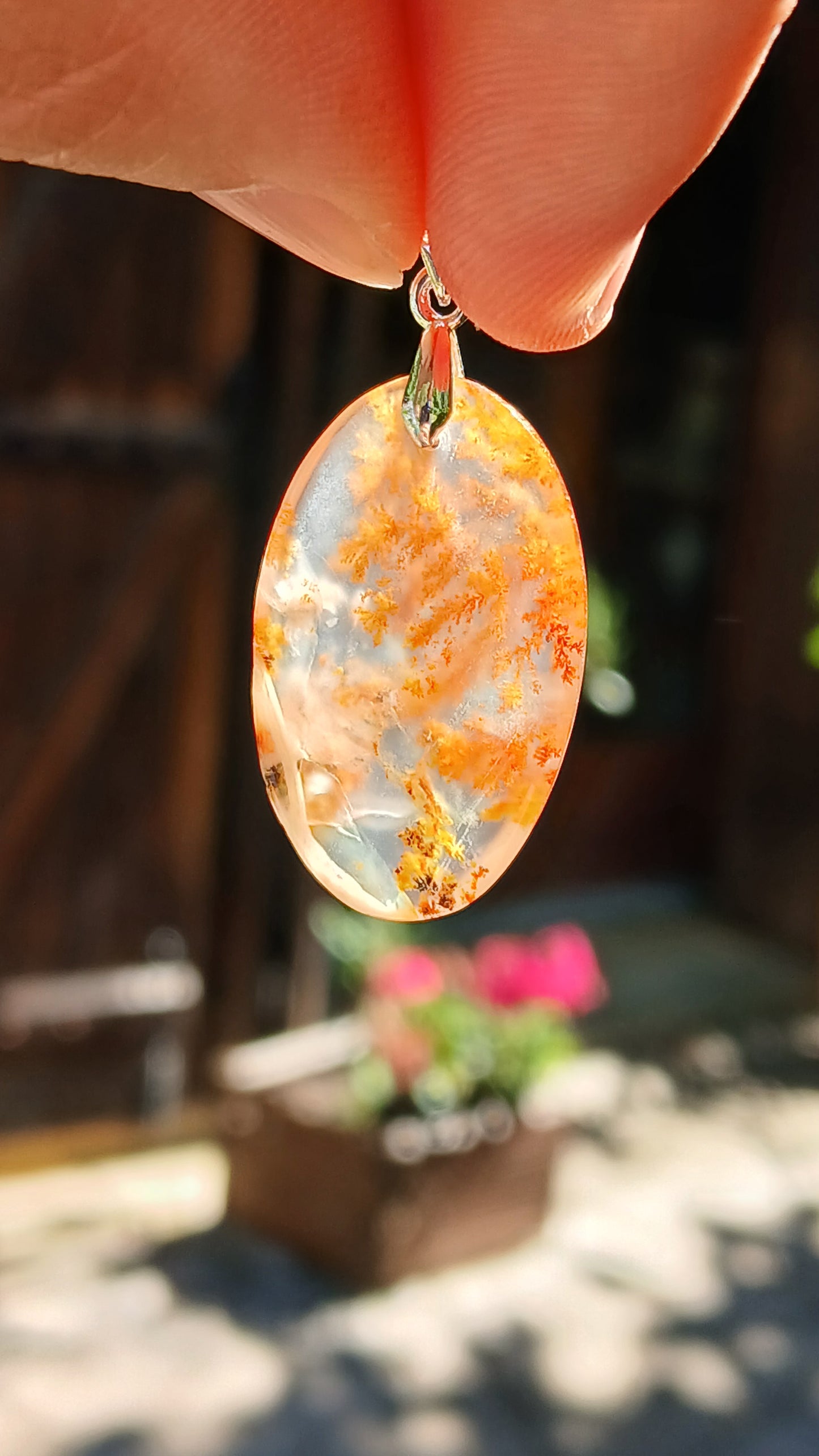 Pendentif Agate dendritique d'Inde n°17