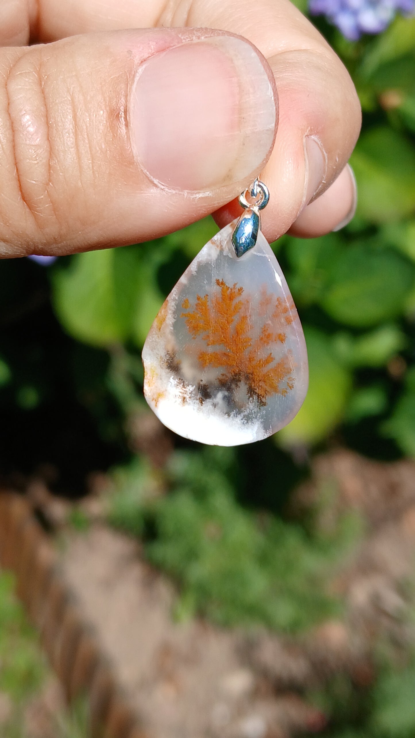 Pendentif Agate dendritique d'Inde n°18