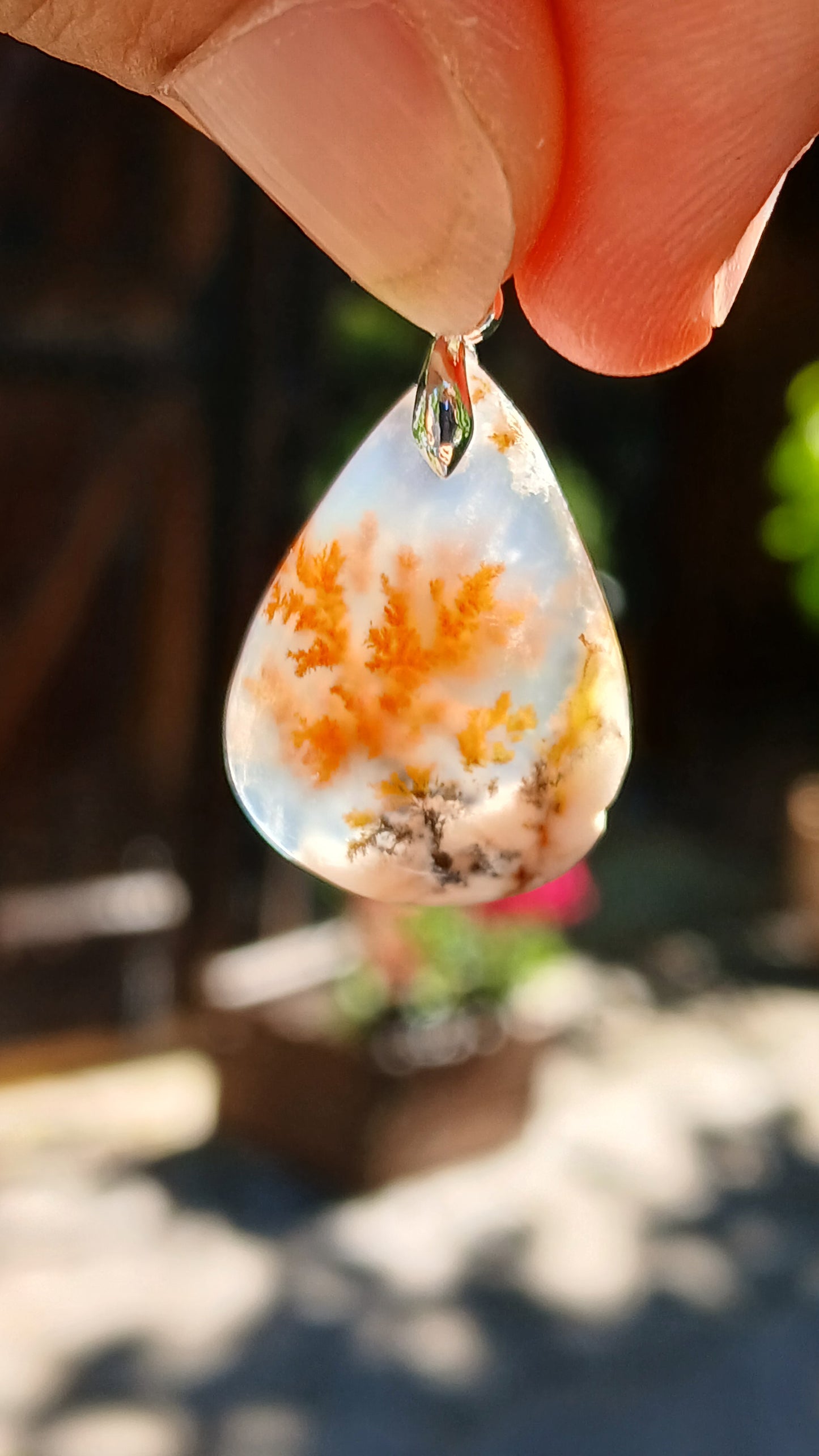 Pendentif Agate dendritique d'Inde n°18