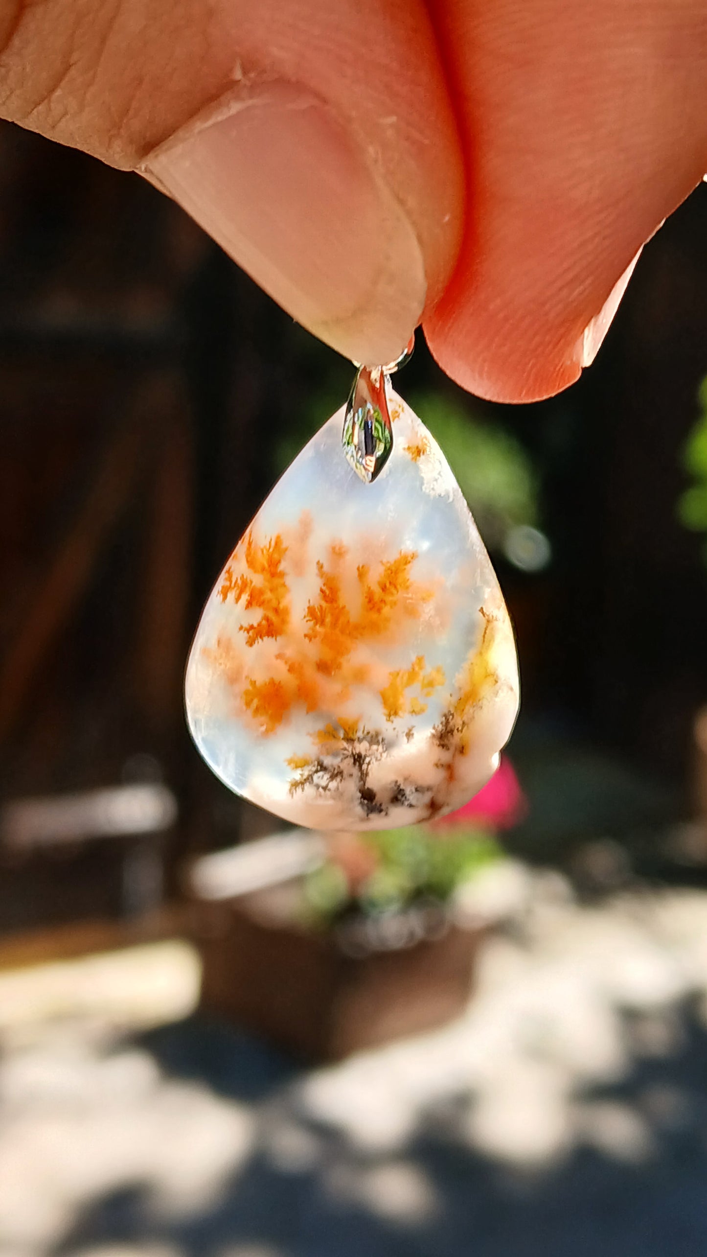 Pendentif Agate dendritique d'Inde n°18