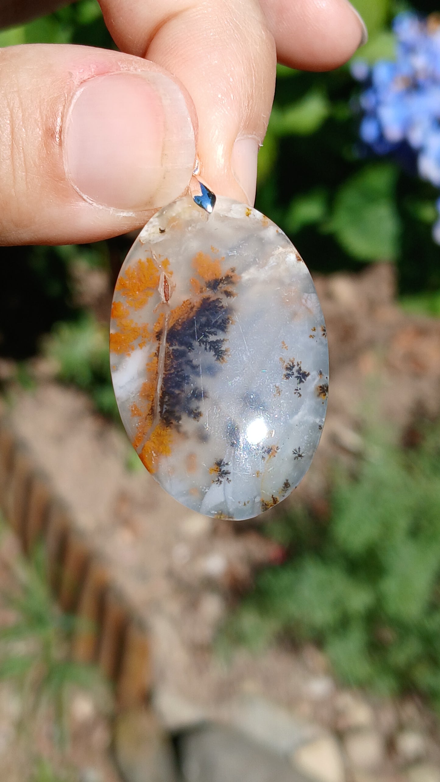 Pendentif Agate dendritique d'Inde n°8