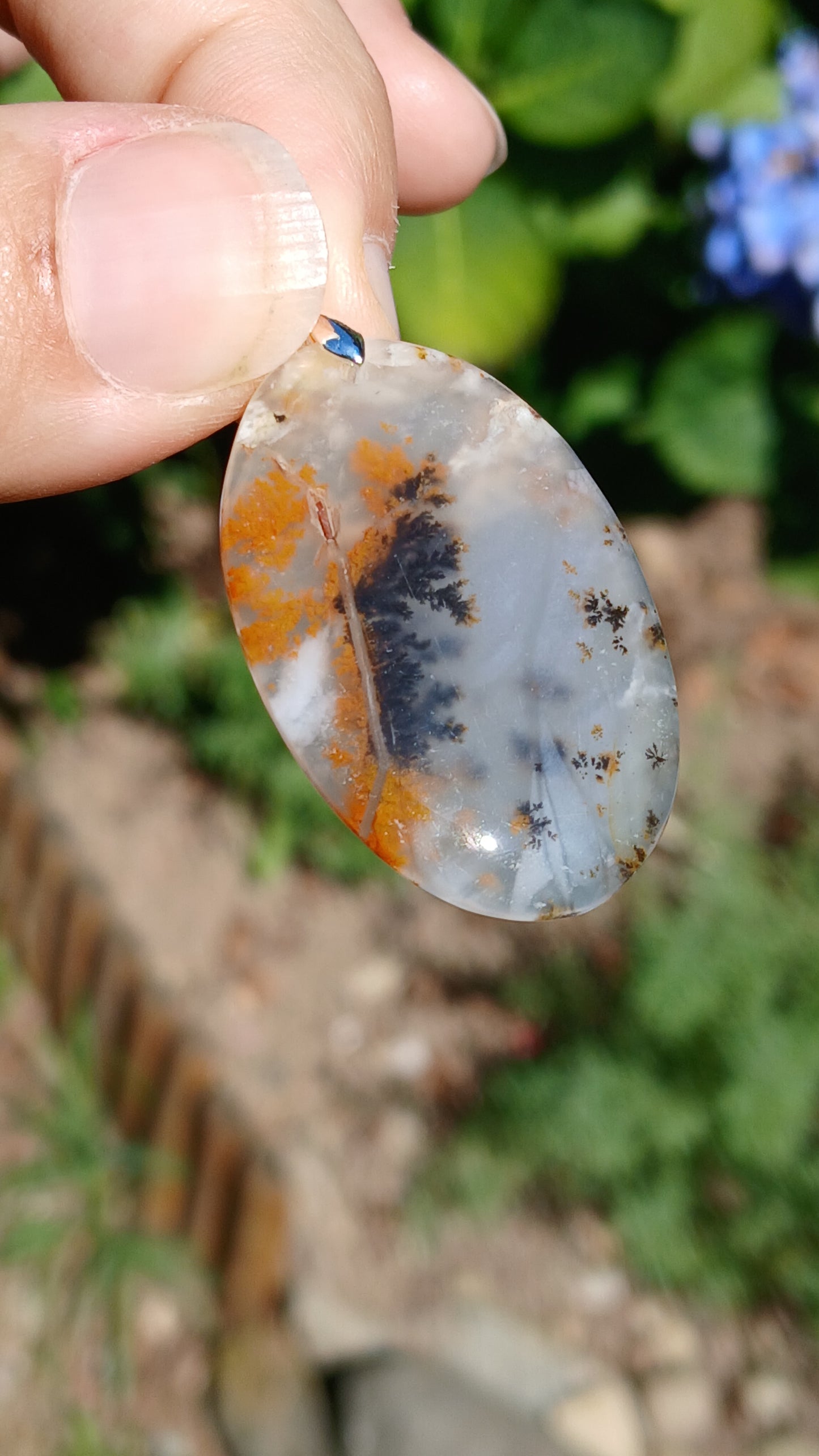 Pendentif Agate dendritique d'Inde n°8