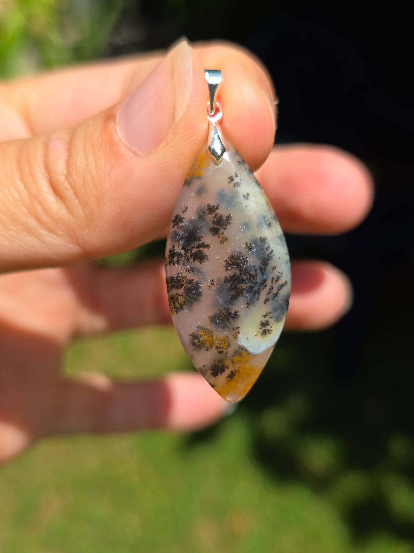 Pendentif Agate dendritique d'Inde n°12