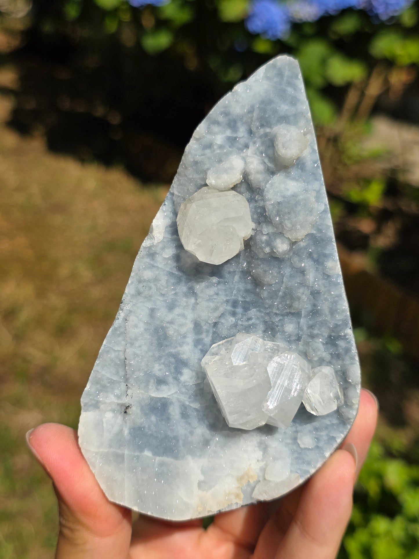 Calcédoine bleue avec Apophyllite n°5