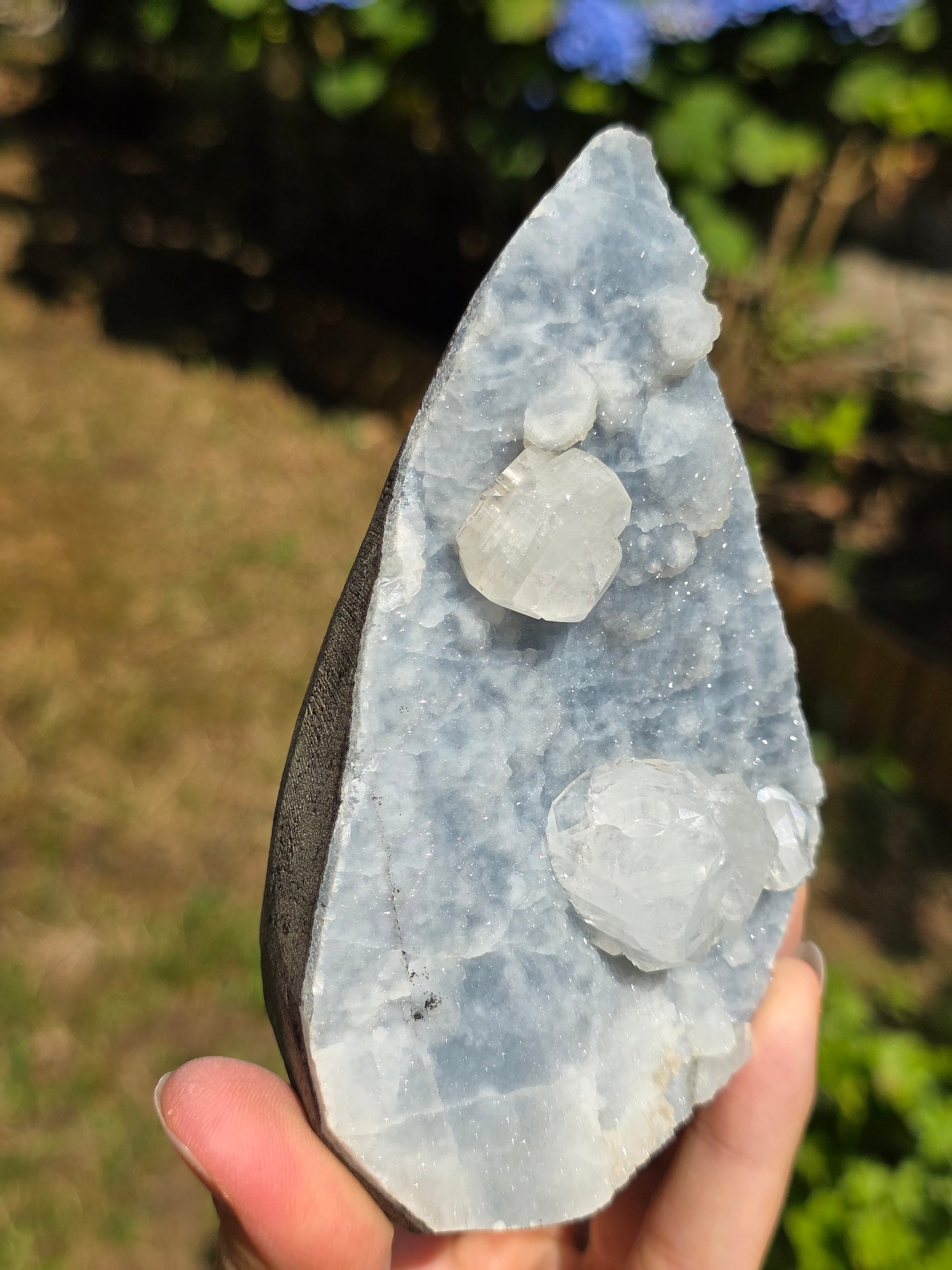 Calcédoine bleue avec Apophyllite n°5