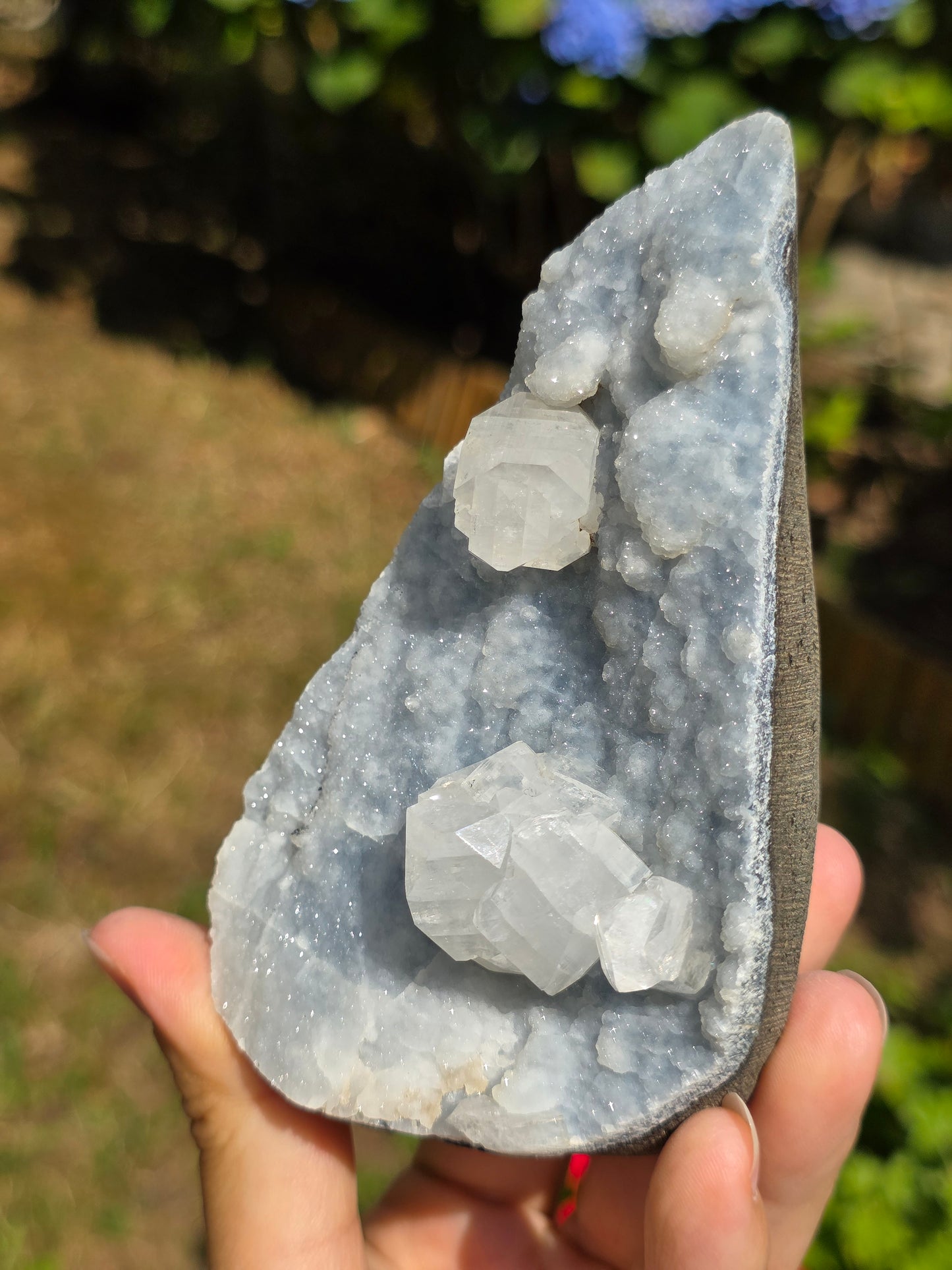 Calcédoine bleue avec Apophyllite n°5