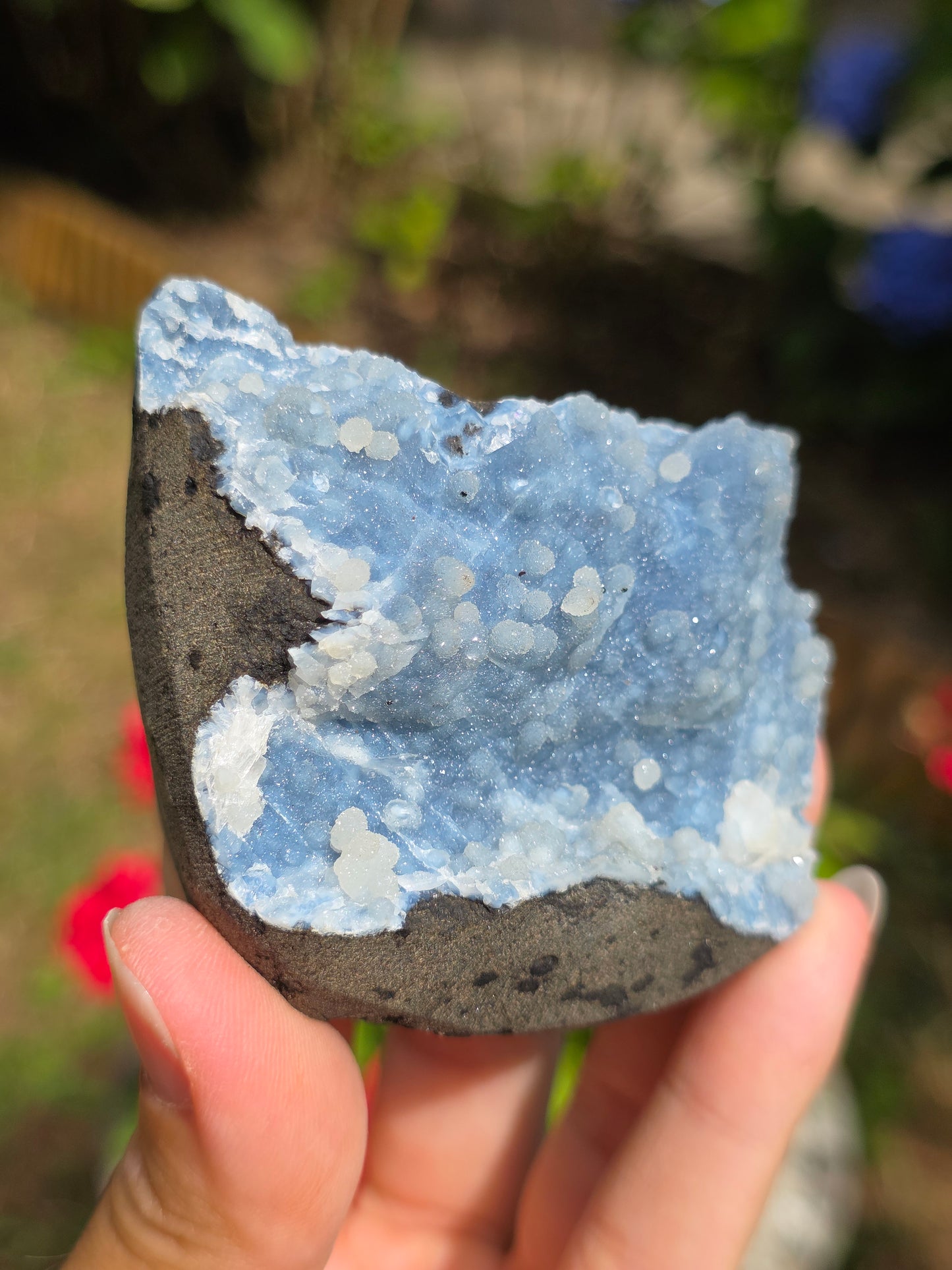 Calcédoine bleue avec Apophyllite n°13