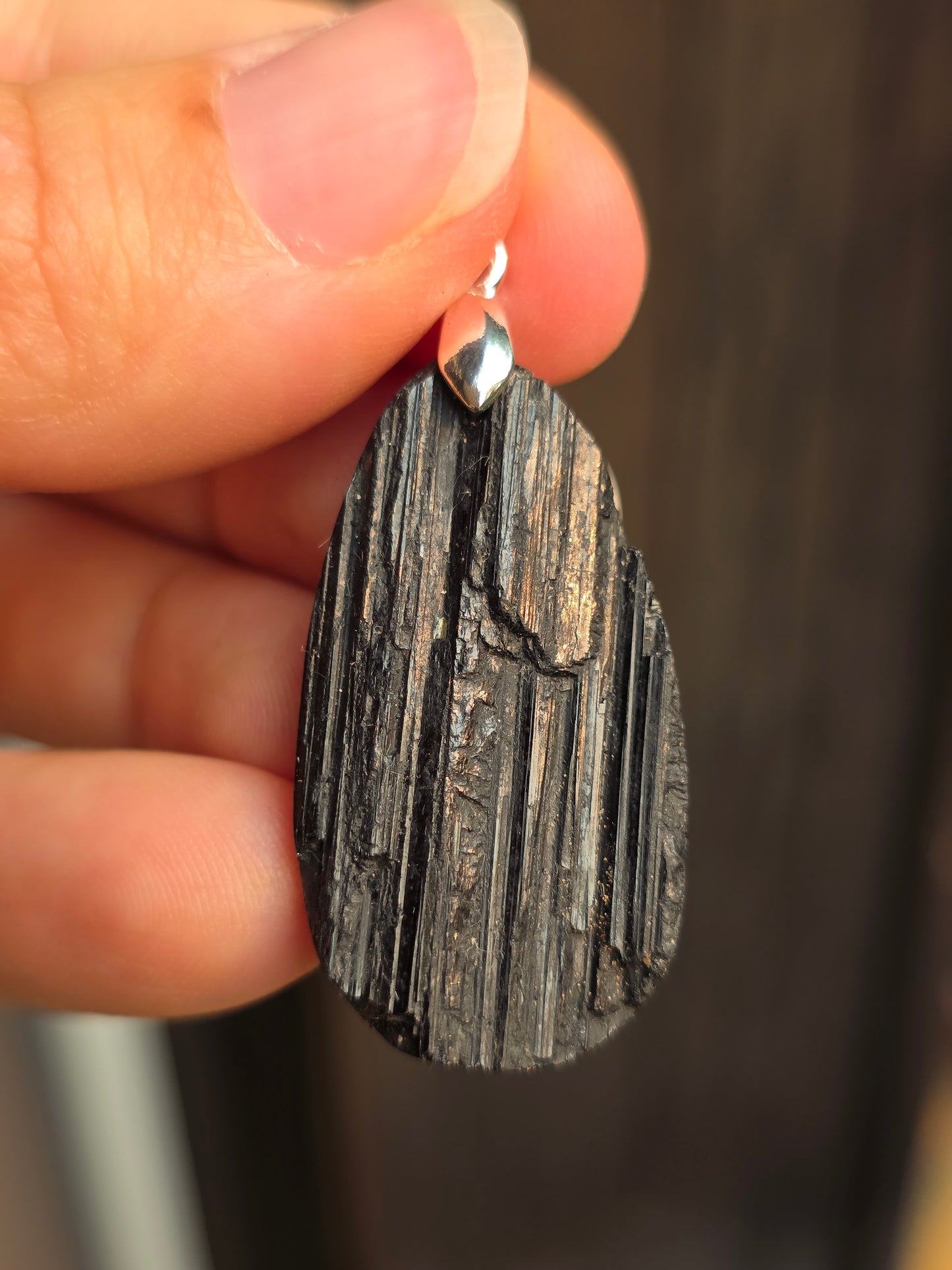 Pendentif Tourmaline noire brute n°8