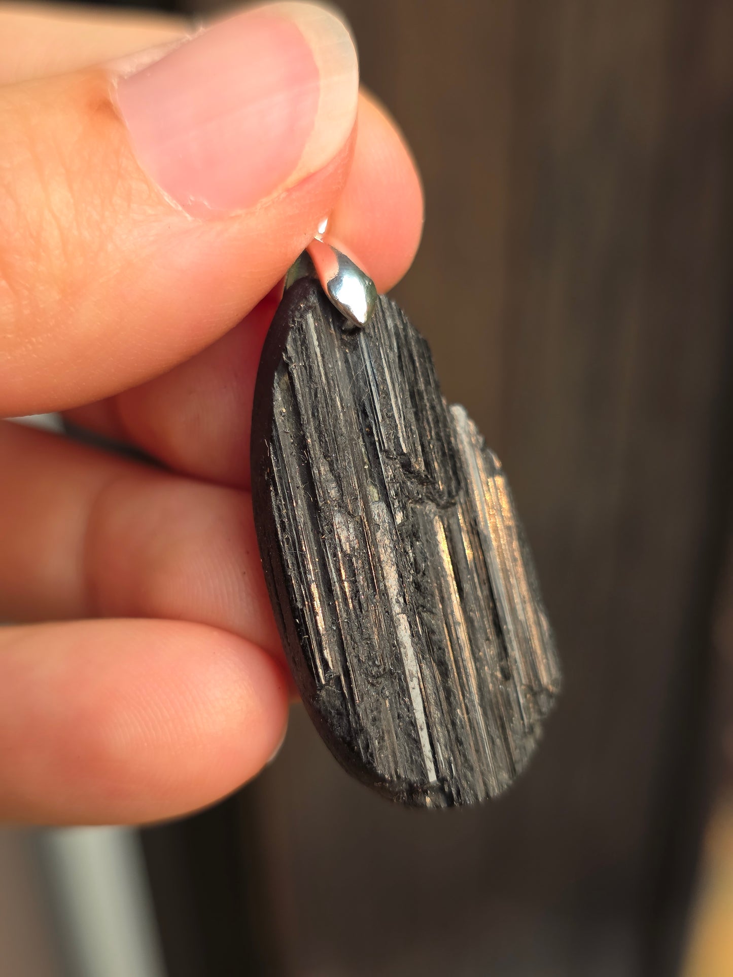 Pendentif Tourmaline noire brute n°8