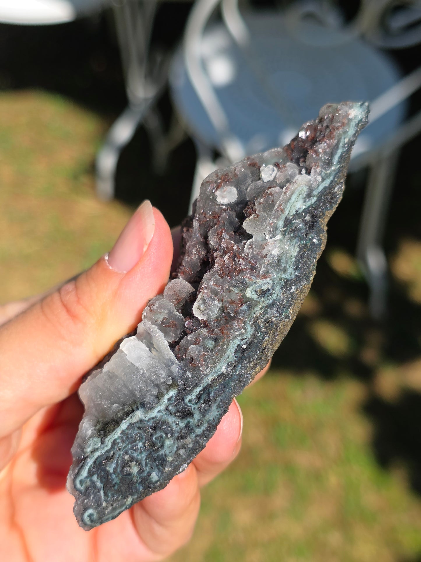 Calcédoine d'Inde avec Heulandite rouge n°46