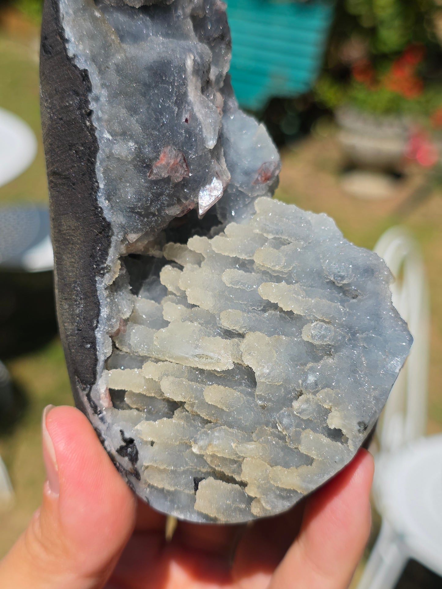 Calcédoine d'Inde avec Stilbite n°52