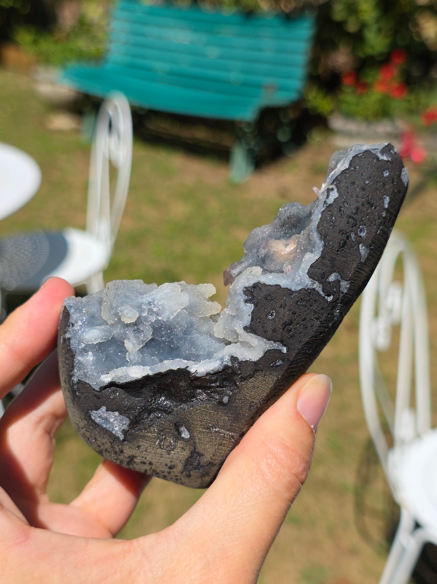 Calcédoine d'Inde avec Stilbite n°52