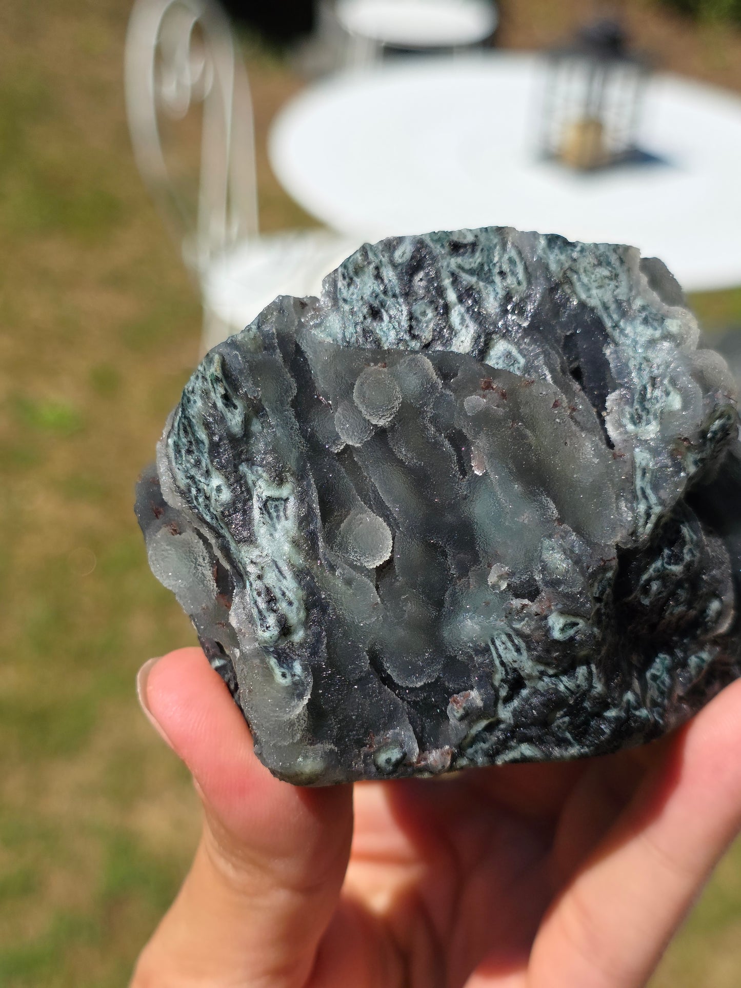 Jolie Calcédoine avec Heulandite rouge d'Inde n°60