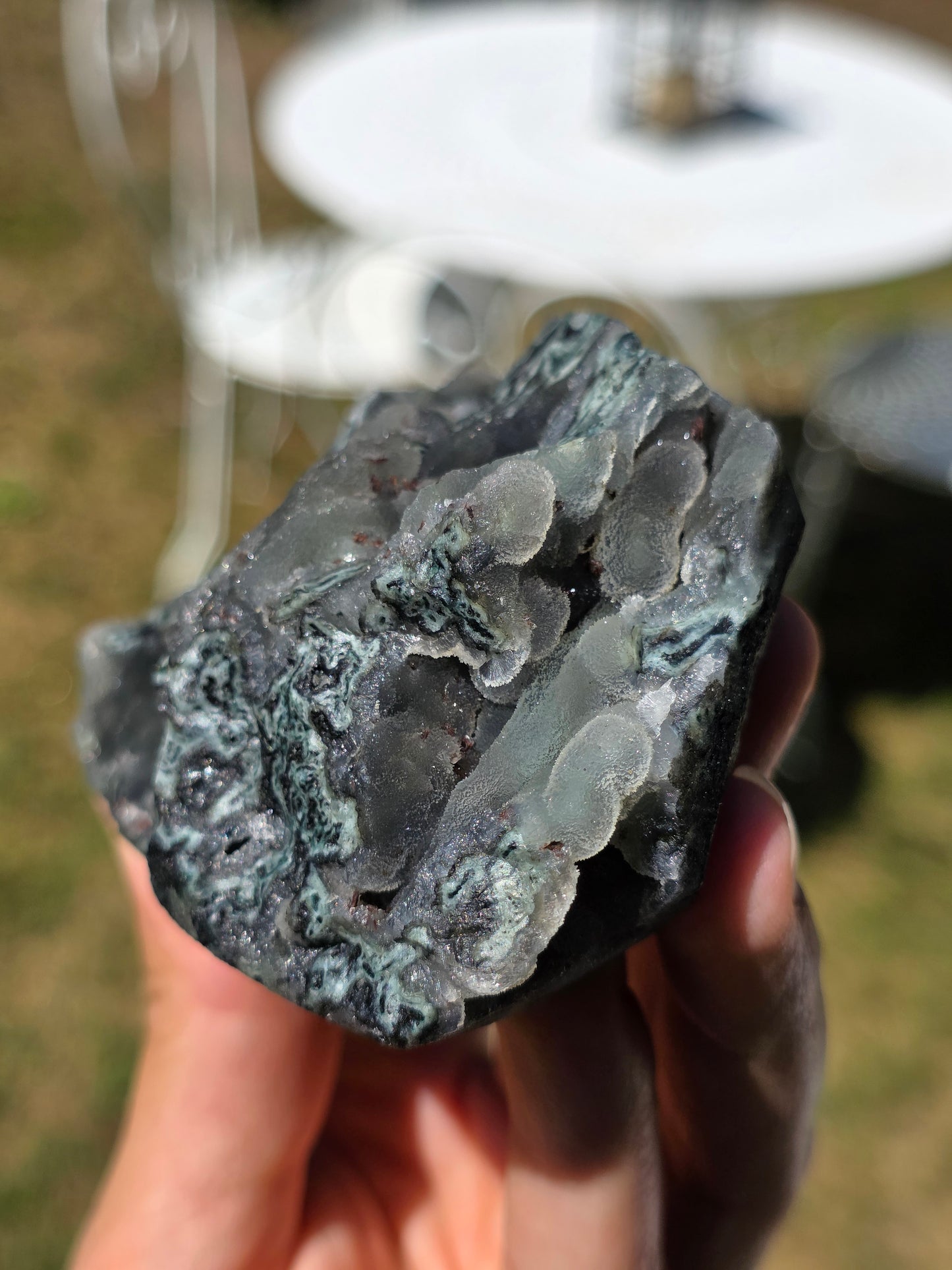 Jolie Calcédoine avec Heulandite rouge d'Inde n°60