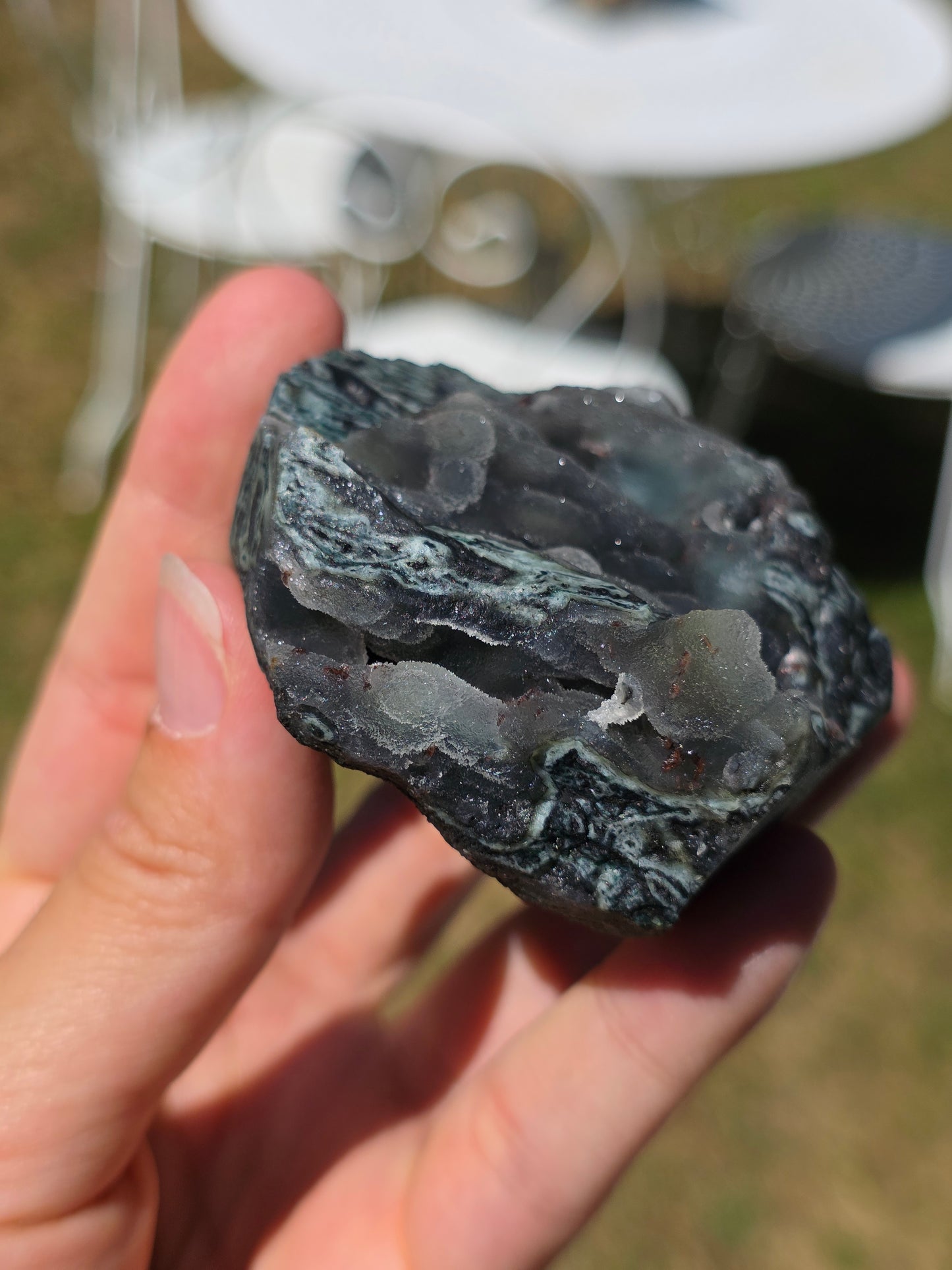 Jolie Calcédoine avec Heulandite rouge d'Inde n°60