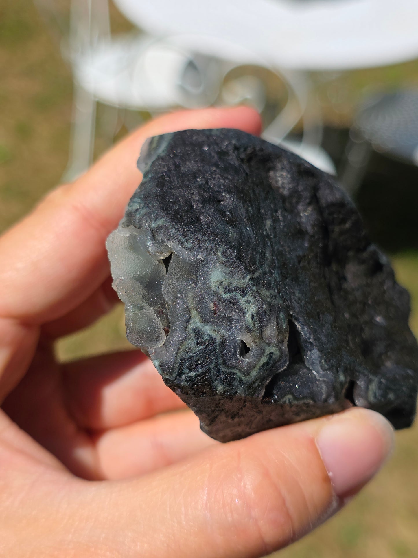 Jolie Calcédoine avec Heulandite rouge d'Inde n°60