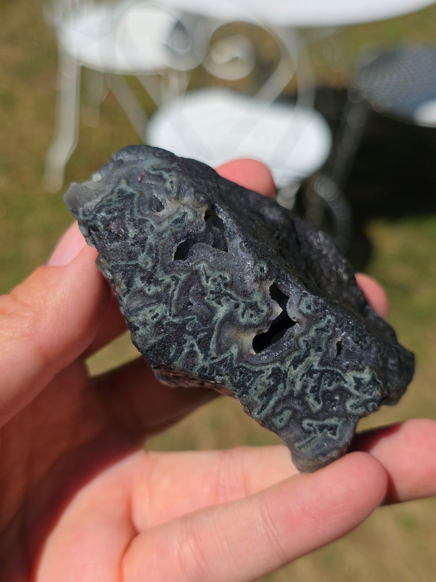 Jolie Calcédoine avec Heulandite rouge d'Inde n°60
