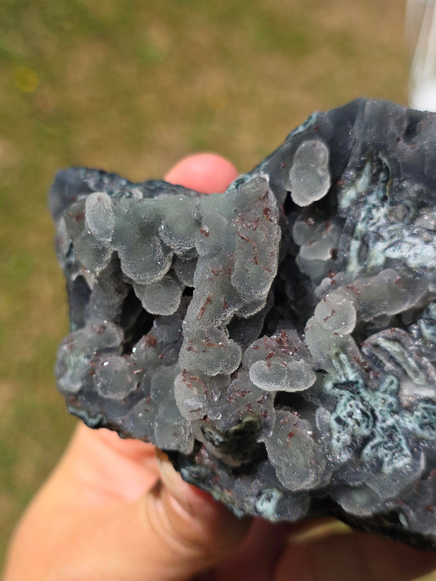 Calcédoine avec Heulandite rouge d'Inde n°63