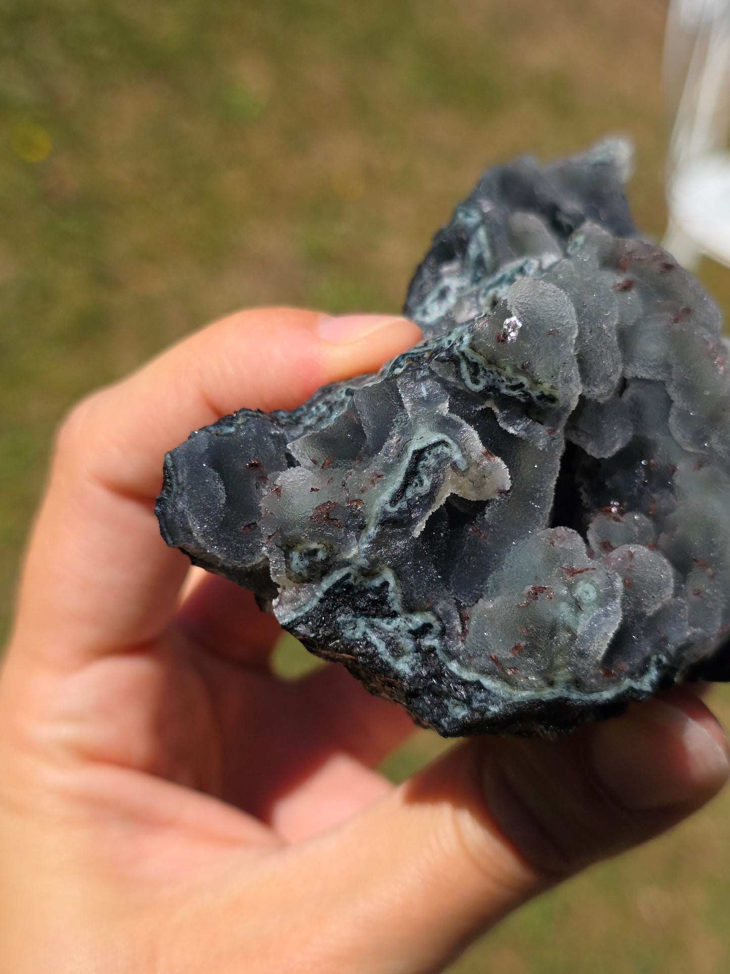 Calcédoine avec Heulandite rouge d'Inde n°63