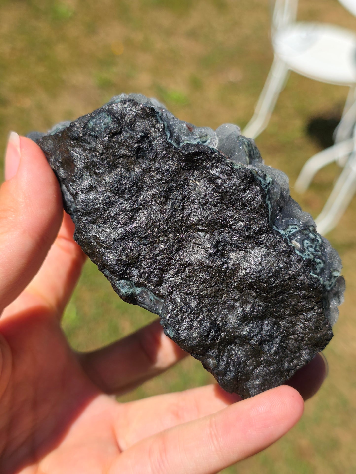 Calcédoine avec Heulandite rouge d'Inde n°63