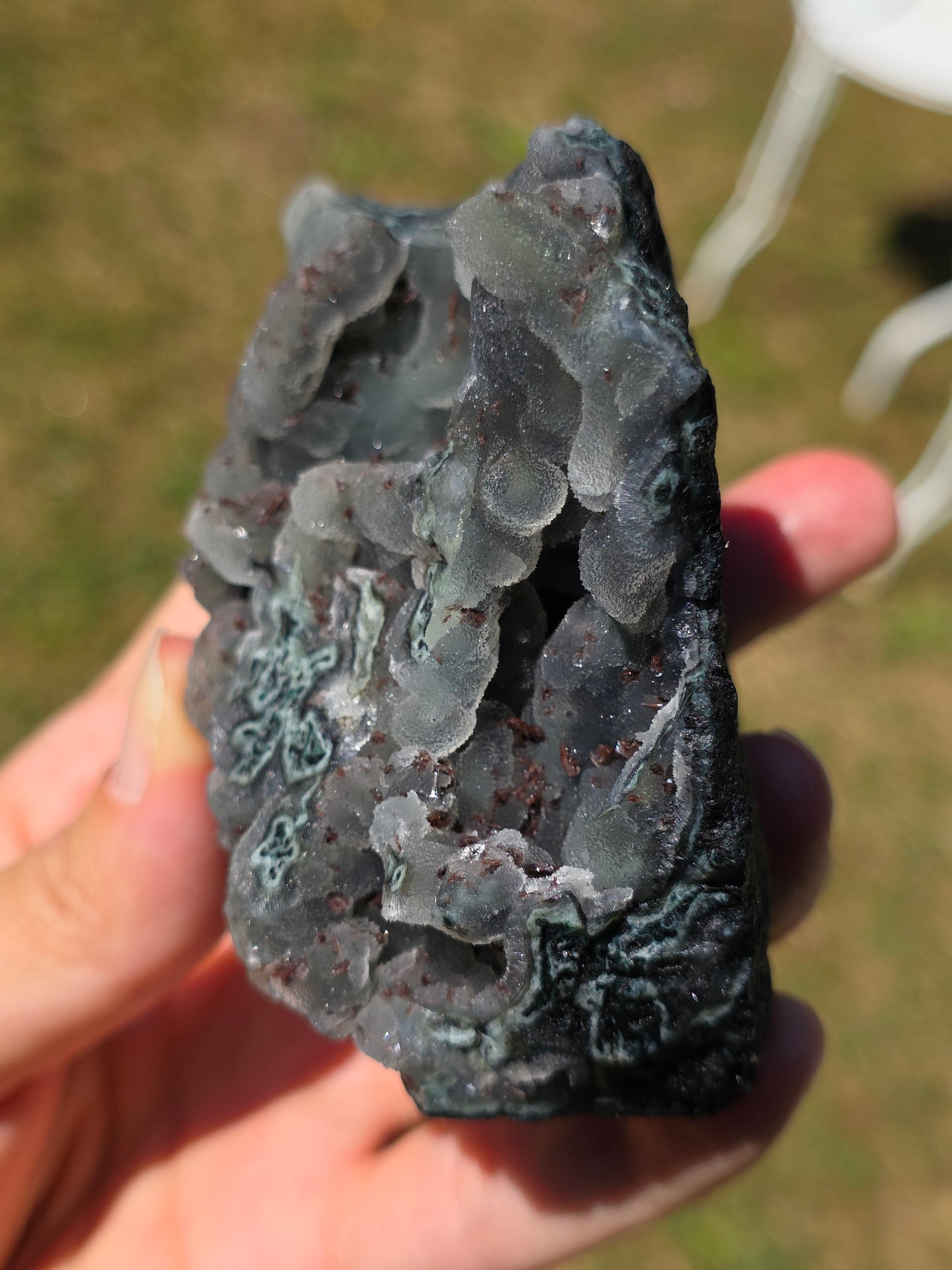 Calcédoine avec Heulandite rouge d'Inde n°63