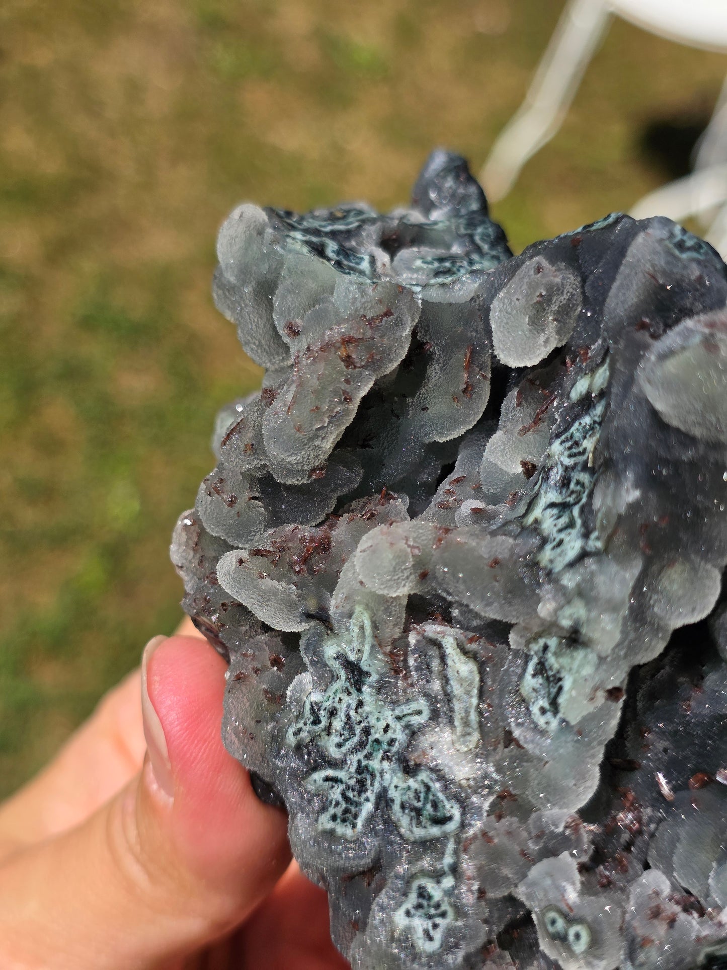 Calcédoine avec Heulandite rouge d'Inde n°63