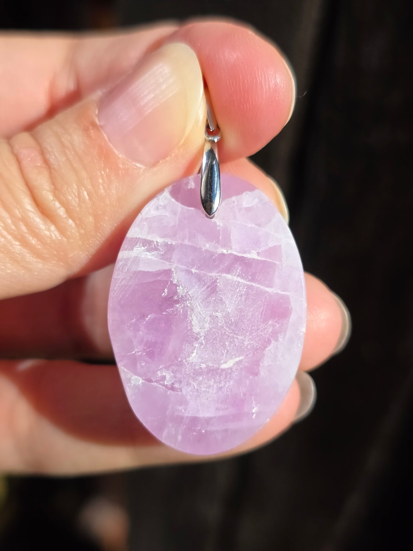 Pendentif Kunzite sur bélière en argent A