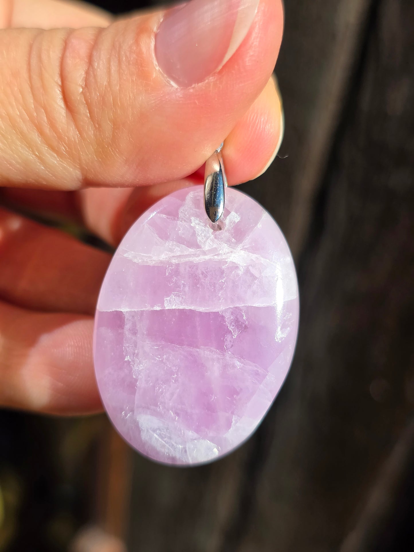 Pendentif Kunzite sur bélière en argent A
