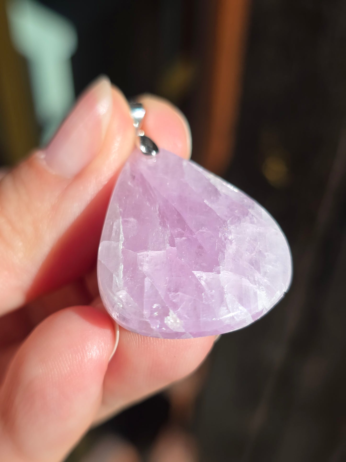 Pendentif Kunzite sur bélière en argent B