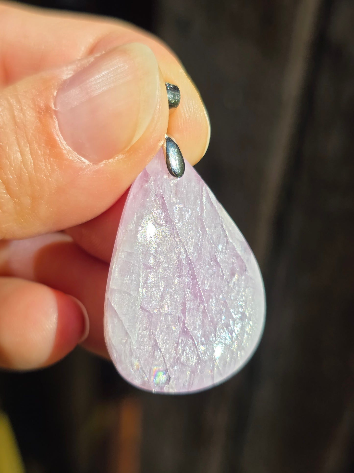 Pendentif Kunzite sur bélière en argent B