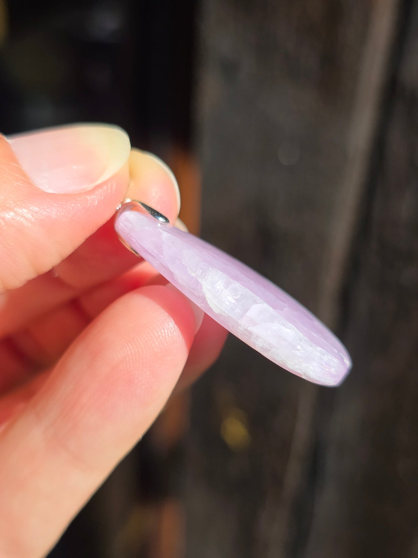 Pendentif Kunzite sur bélière en argent B
