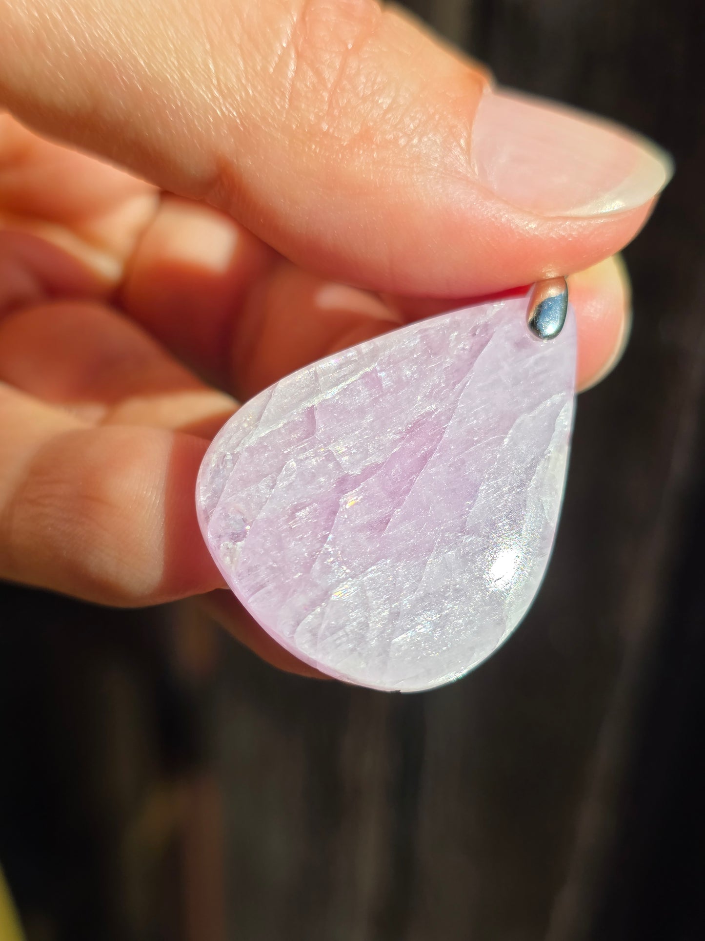 Pendentif Kunzite sur bélière en argent B