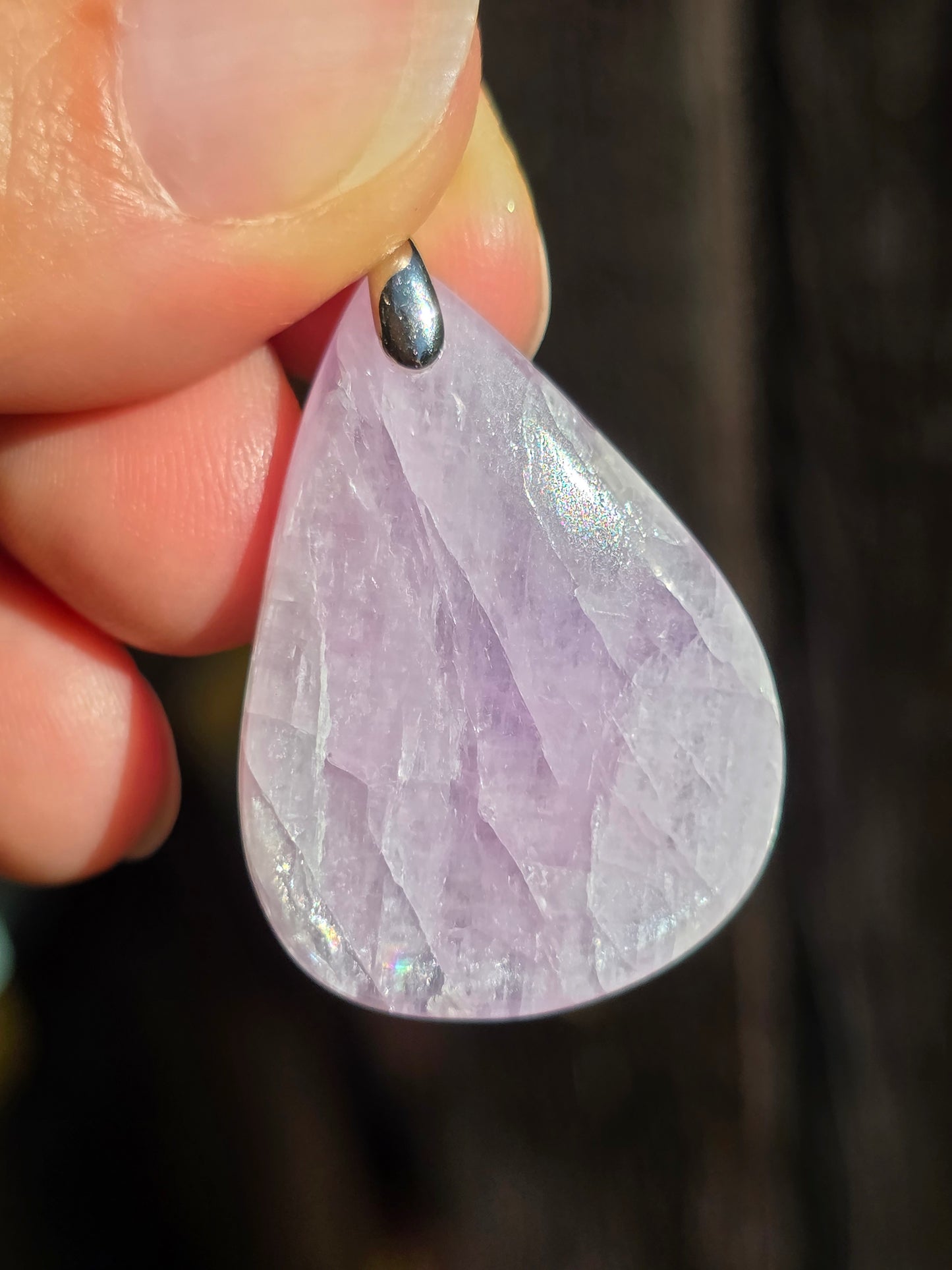 Pendentif Kunzite sur bélière en argent B
