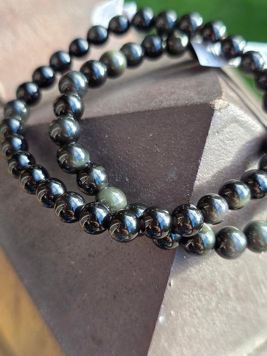 Bracelet Obisidienne oeil céleste