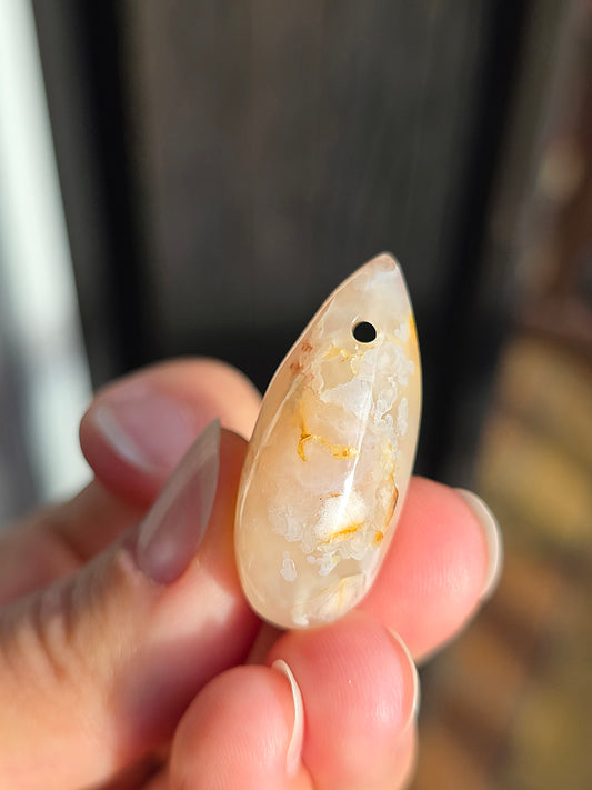 Pendentif Agate fleurs de cerisier D