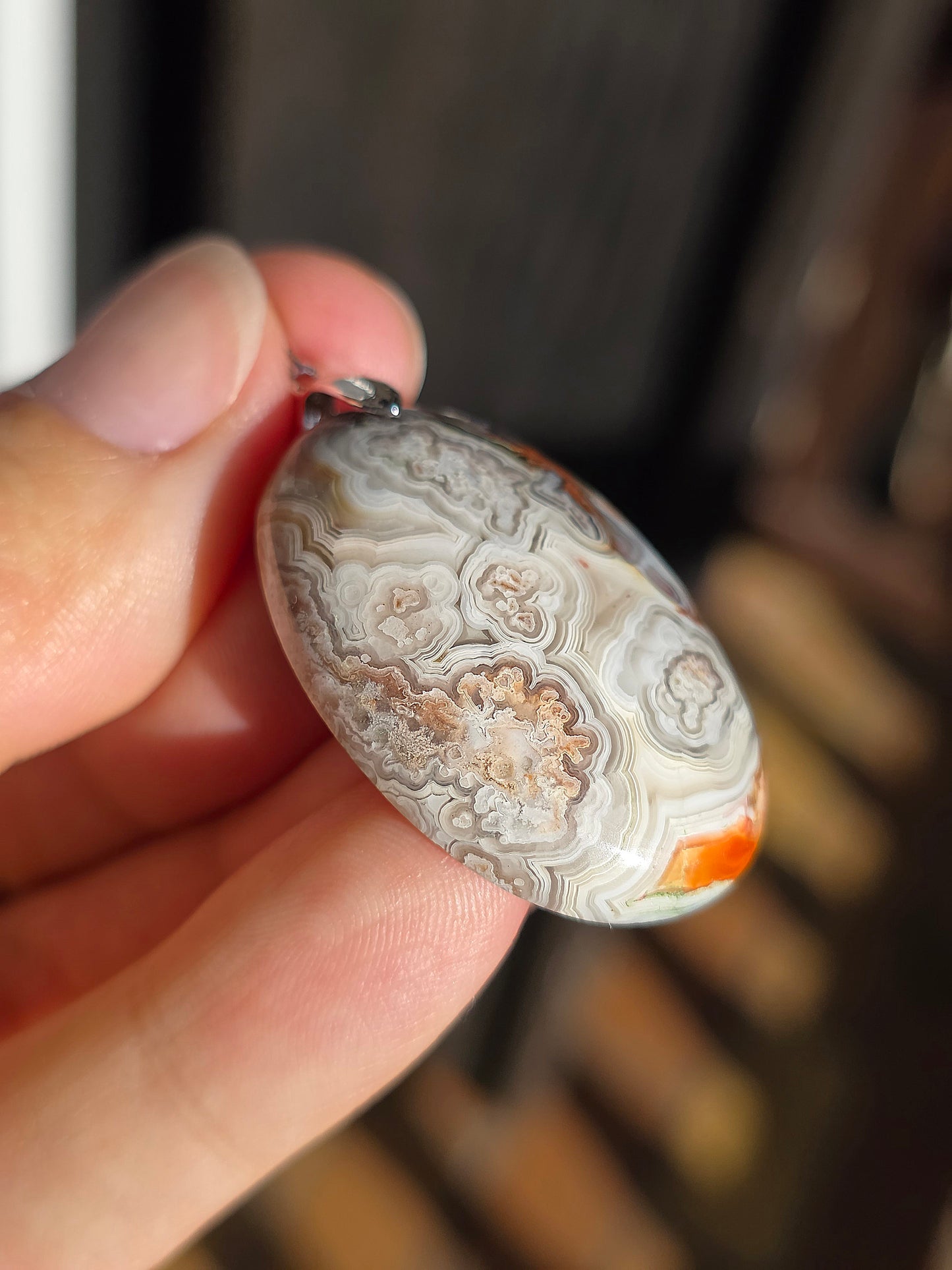 Pendentif Agate crazy Lace rouge