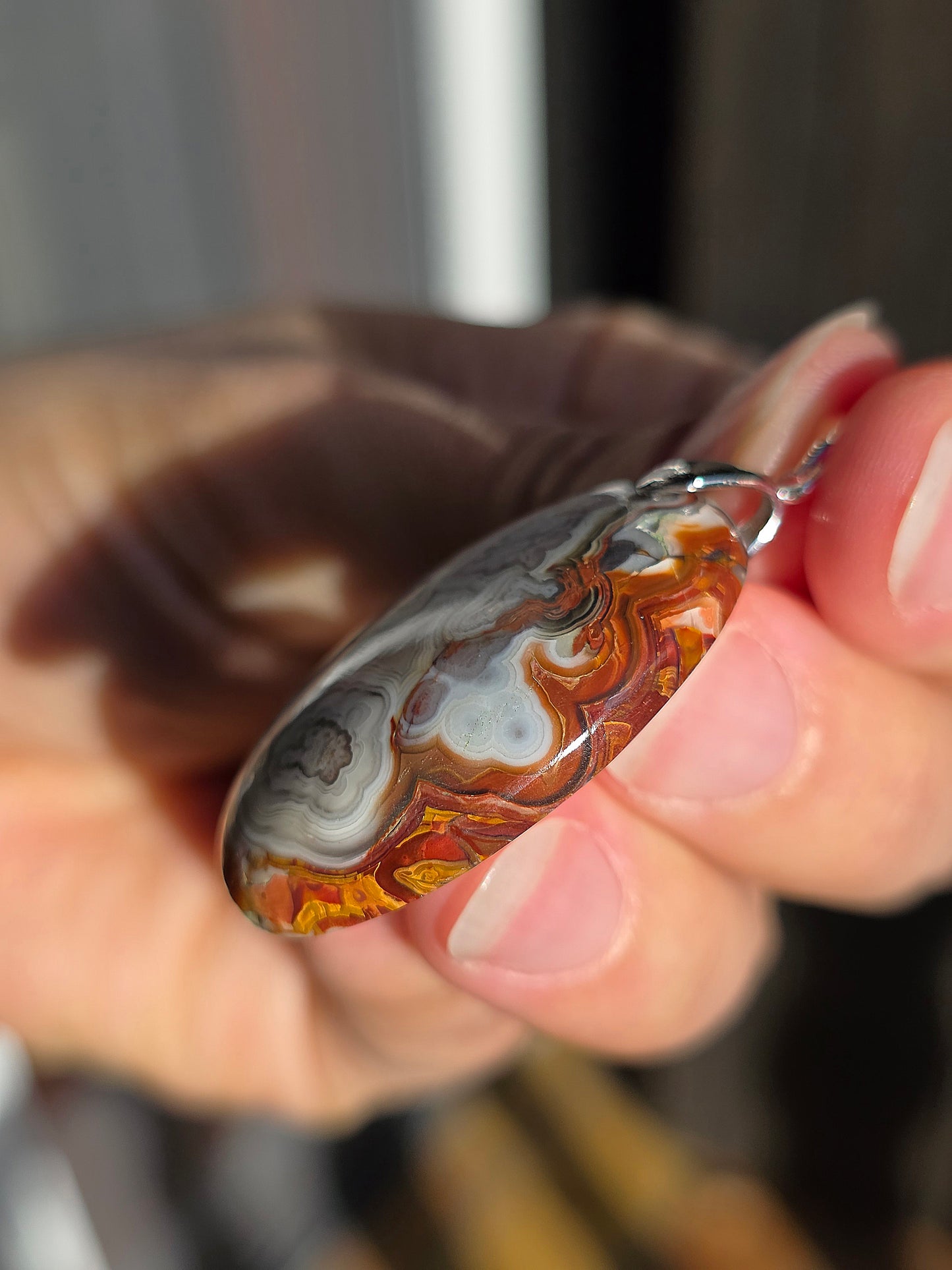 Pendentif Agate crazy Lace rouge