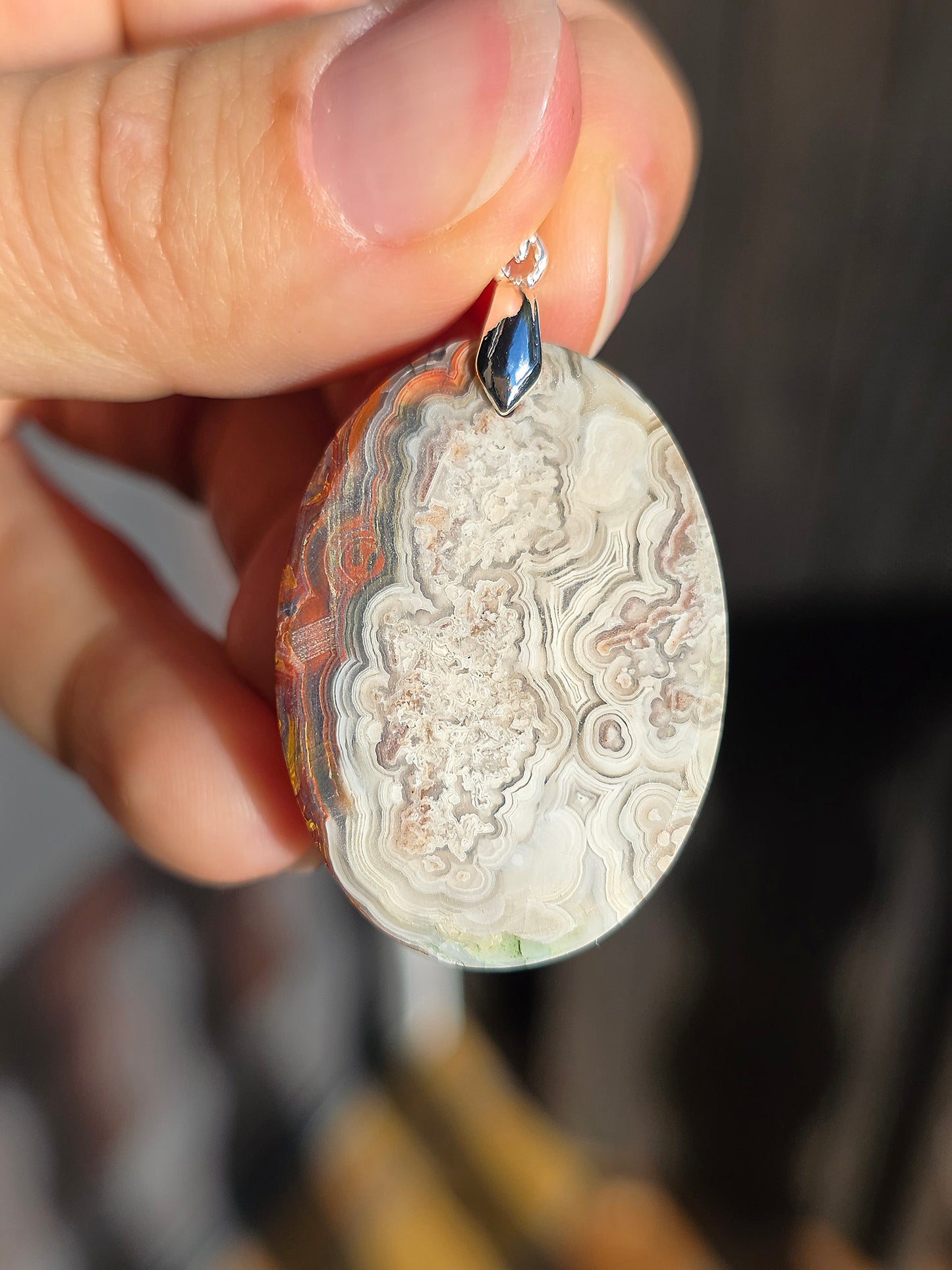Pendentif Agate crazy Lace rouge