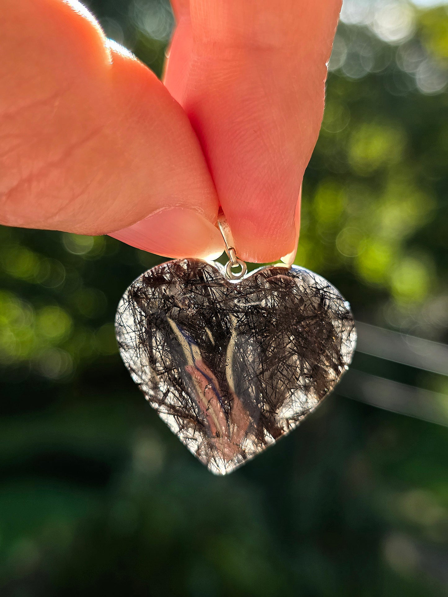 Pendentif cœur Quartz Tourmaline (à choisir)