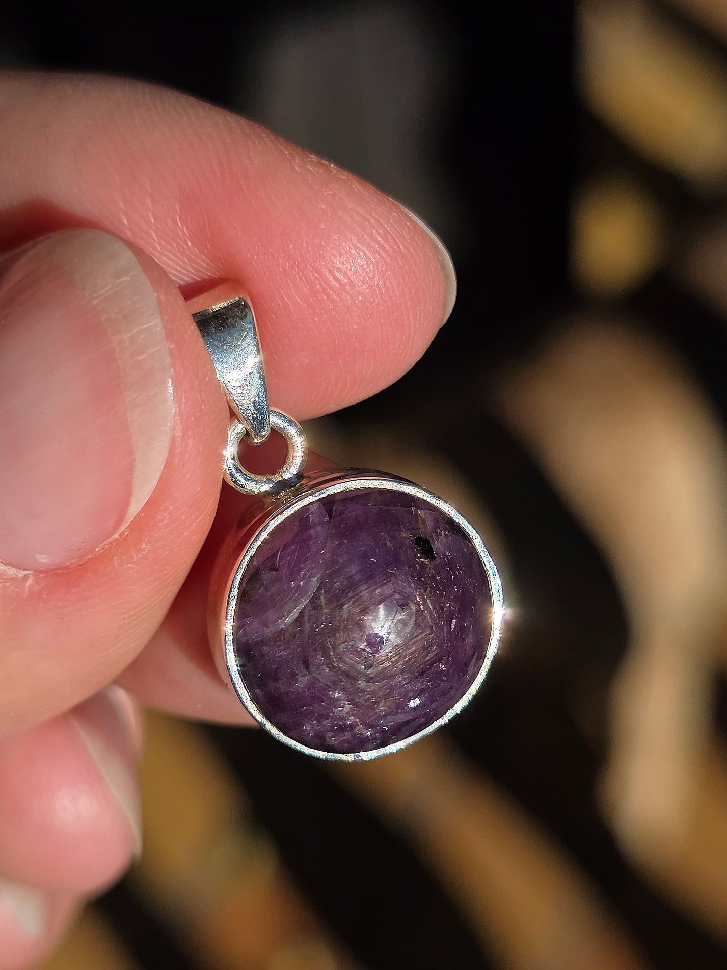 Pendentif Saphir étoilé sur agent 925